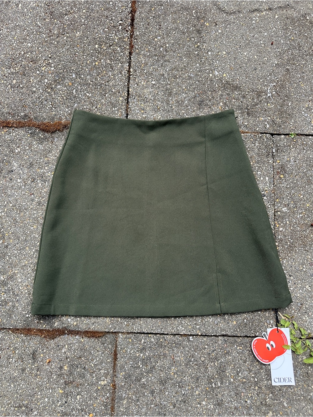 NWT Cider Olive Green Mini Skirt with Side Slit